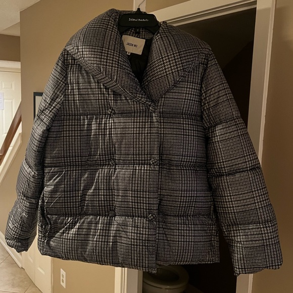 Gorgeous NWT Jason Wu plaid houndstooth puffer coat size Medium - Picture 3 of 7